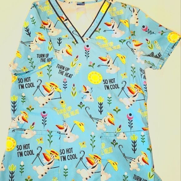 Frozen Scrub Top -Turn Up The Heat with Olaf - Picture 1 of 2